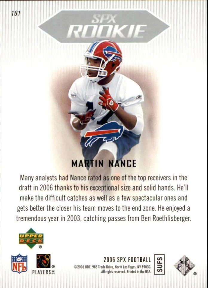 A2087- 2006 SPx #161 Martin Nance RC /1299 - NM-MT - Image 2 of 2