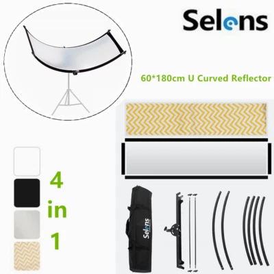 Kit difusor de iluminación reflector de luz curvo Selens 4 en 1 en forma de EE. UU. para estudio fotográfico