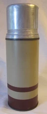 Vintage 1940's Sears Beige Sta-Rite Vacuum Metal Bottle Thermos 743-7334 Cup