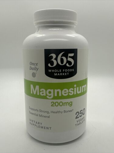 365 WHOLE FOODS MARKET MAGNESIUM 200mg _ 250 Vegan Tablets BB:05/2026