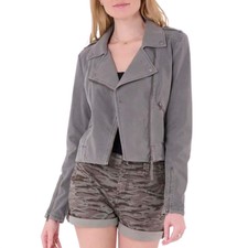 Marrakech Layla Solid Knit Moto Jacket In Ash - Size M