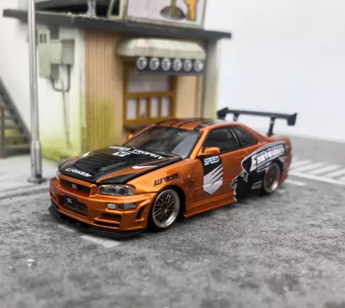 TimeMicro1:64 Nissan Gtr34 Open Limited Edition gold orange Automodell - Bild 2 von 13