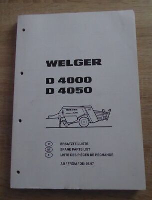 Welger Baler D4000 + D64050 Parts List