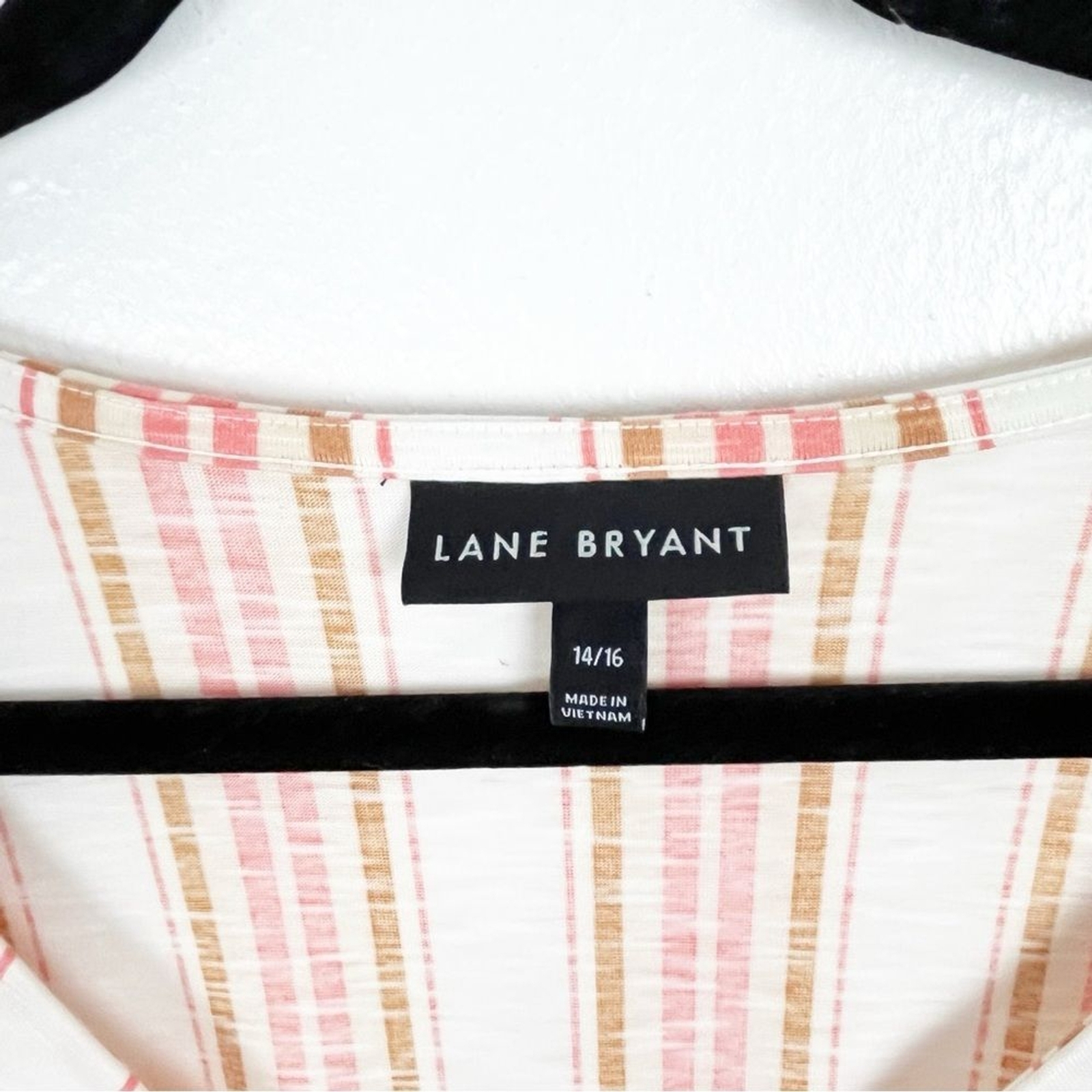 LANE BRYANT Java Striped Short Flutter Sleeves Je… - image 3