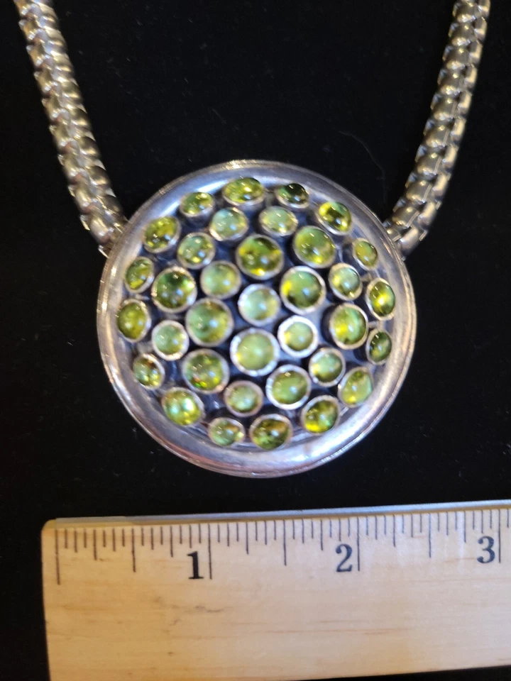 Sterling Silver & Peridot Box Chain 24" Necklace  - Image 3 of 4