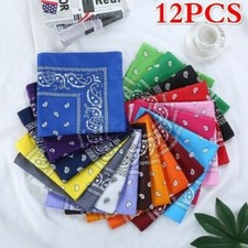 12 Pack Print Paisley Bandanas Cotton Face & Hair Scarf Wrap Headband
