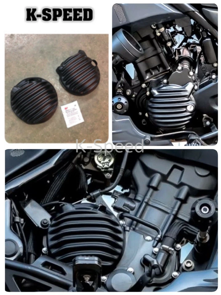Juego de 2 cubiertas de motor Diablo negras para Honda Rebel 300cc 2016-2019 Foto 3 de 4