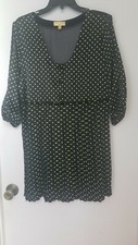 Vera Wang Princess  Black Neon Green Polka. Sheer Back Dress Girl's Size  13