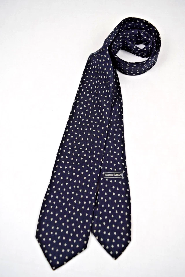 Corbata de Colección Giorgio Armani Años 70 Negro Seda Marfil Gris Triángulo Foulard 54 X 2.75 Foto 2 de 4