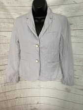 Gap The Academy Blazer Women's Two Button Striped Light Blue/White Petite Sz 0