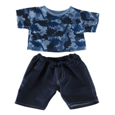 ''TEDDYBÄR KLEIDUNG Dinosaurier T-Shirt & Jeans Outfit - 16''/40 cm TEDDYBÄR BAUEN