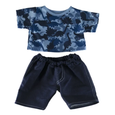 SPLODGE TEDDY PARTIES "TEDDYBÄR KLEIDUNG Dinosaurier T-Shirt & Jeans Outfit - 16"/40 cm TEDDYBÄR BAUEN