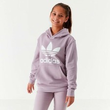 Girls' Adidas Originals Trefoil Hoodie Lavendar white size M