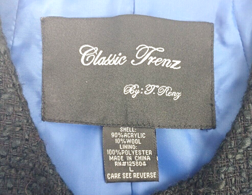 Chaqueta Blazer de Colección Clásica Trenz T Renz Mujer Grande Azul Real Negra Tejida Suave - Imagen 11 de 14