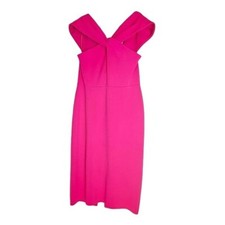 ST. JOHN Twisted Off-the-shoulder Milano Knit Midi Dress Stretchy Fall 2022 18