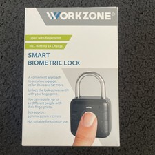 WORKZONE SMART BIOMETRIC LOCK indoor Use Only Unlock With upto 20 fingerprints