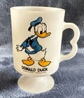 Vintage Milk Glass Mug Cup Pedestal Donald Duck Walt Disney Production Fire-King