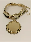 Vintage Monet Chucky Gold Tone Engravable Charm Bracelet Costume Jewelry Retro