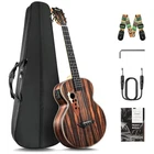 Electric Ebony Wood Baritone Ukulele Bundle Gig Bag Strap
