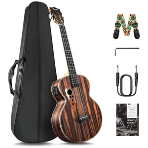 Ébène électrique en bois Baryton Ukulele Bouteille Gig Sac Bracelet
