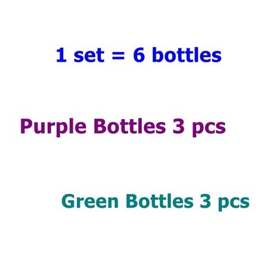 6x New Green 3 bottles and Purple 3 bottles