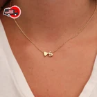 Tiny Heart Initial Necklace Gold/Silver Letter Pendant Choker for Women