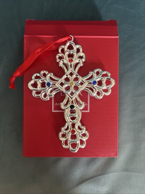Lenox-American By Design-Orn. Bejewled Cross Silverplated approx. 4.5" X 3.5"