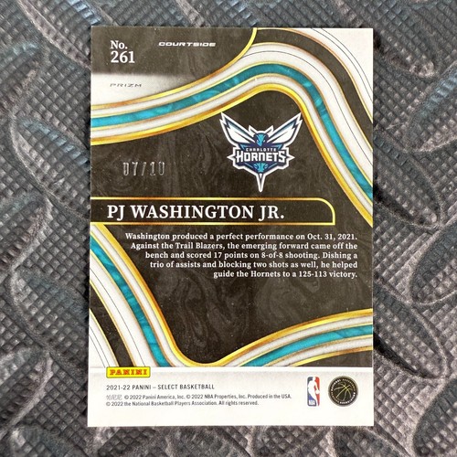 2021-22 Panini Select Courtside PJ Washington Jr. #261 Gold Shimmer Prizm 07/10 - Picture 2 of 2