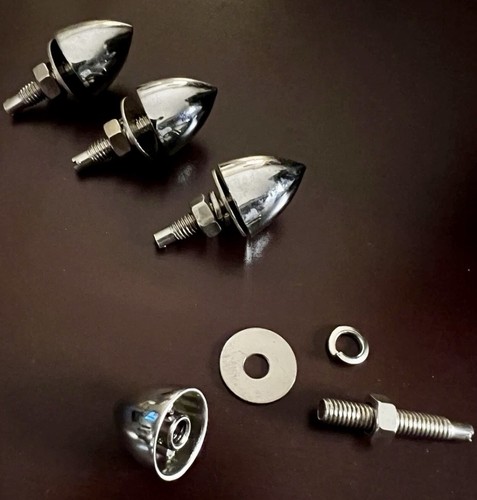 Chrome Bullet License Plate Bolts Screws 4pc Set Car Truck Tag Hardware