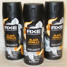 LOT OF 3 AXE FINE FRAGRANCE PREMIUM BODY SPRAY BLACK VANILLA ORANGE SANDALWOOD