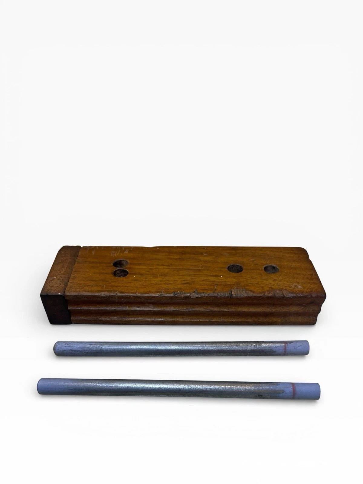 Vintage Wooden Knife Sharpening Guide Jig Angle Holder w/ Metal Rods