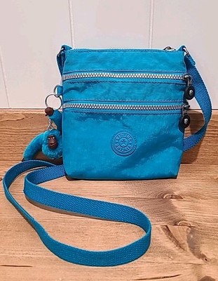 Kipling Crossbody Alvar XS Purse With Monkey Keychain Bright Blue Nylon