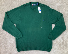 Chaps Sweater Mens Extra Large Green Heavy Cable Knit Pullover - New MSRP 59.50