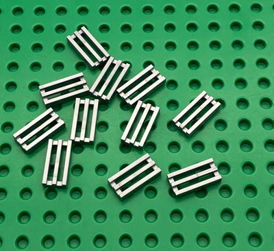 LEGO  10x Fliese Gitterfliese 1x2 flach 2412b matt silber flat silver