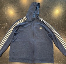 Adidas Men's Essentials Fleece 3-Stripes Full-Zip Hoodie Blue/ SIZE 2XL