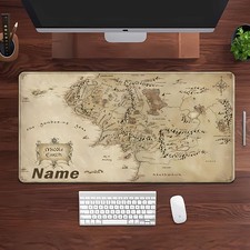 40 90cm Middle Earth Map Themed Non-Slip Rubber Desk Mat - Customizable Name Mou