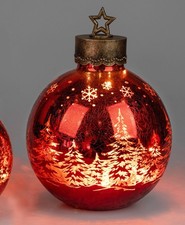 LED Deko Kugel FROSTY WINTERWALD rot H. 35cm ...