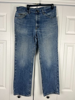 Vtg Lee Straight Leg Jeans Mens 36 x 30 Blue Denim Medium Wash Fading
