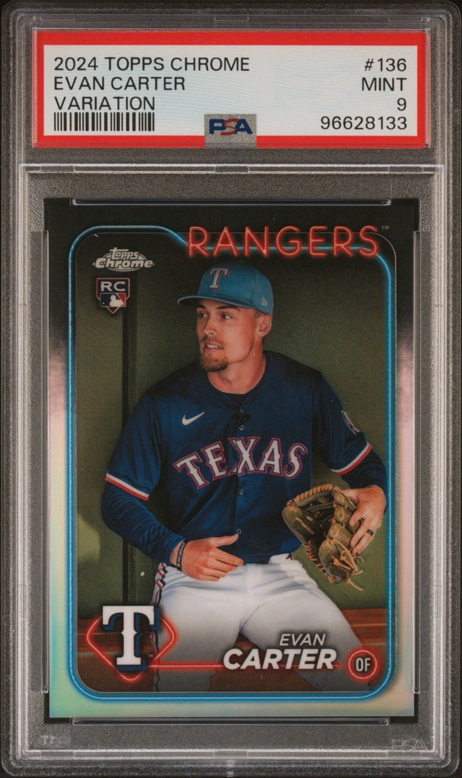 2024 Topps Chrome - Image Variation Evan Carter #136 PSA 9 RC SP