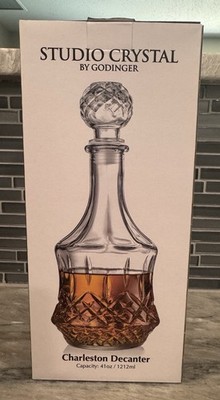 Godinger Studio Crystal Glass Whiskey Decanter 41 oz with Stopper NIB