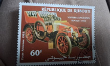 Timbre de 60f republique de djibouti - poste arienne 1983 - voiture ancienne