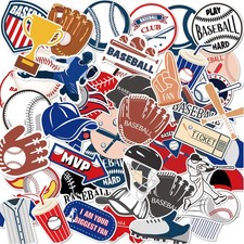 Baseball PVC Waterproof Stickers 50pcs for Bottles,Luggages,Laptop,Skateboar...