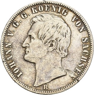 Künker: Sachsen Johann 1 Taler 1864 B Vereinstaler Silber