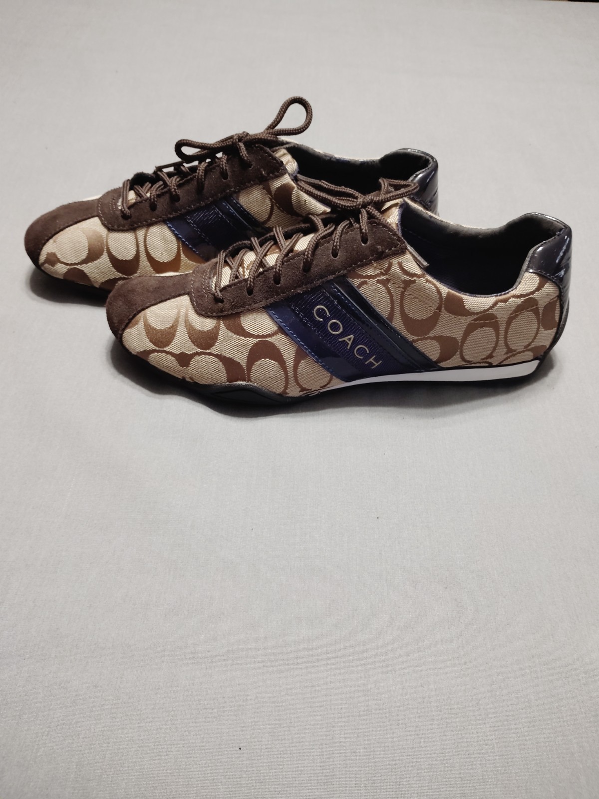 Coach Jayme Signature C Logo Brown Tan Shoes Sneakers Flats Women 8.5 Old Money image 5