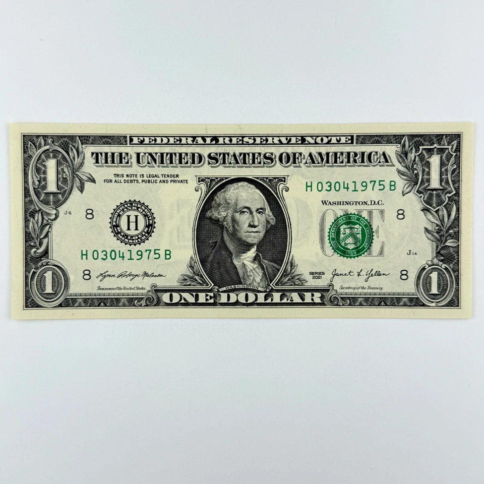 March 4th 1975 3rd April Dollar Bill Uncirculated Birthday Note $1 Fancy Serial - Image 2 of 4