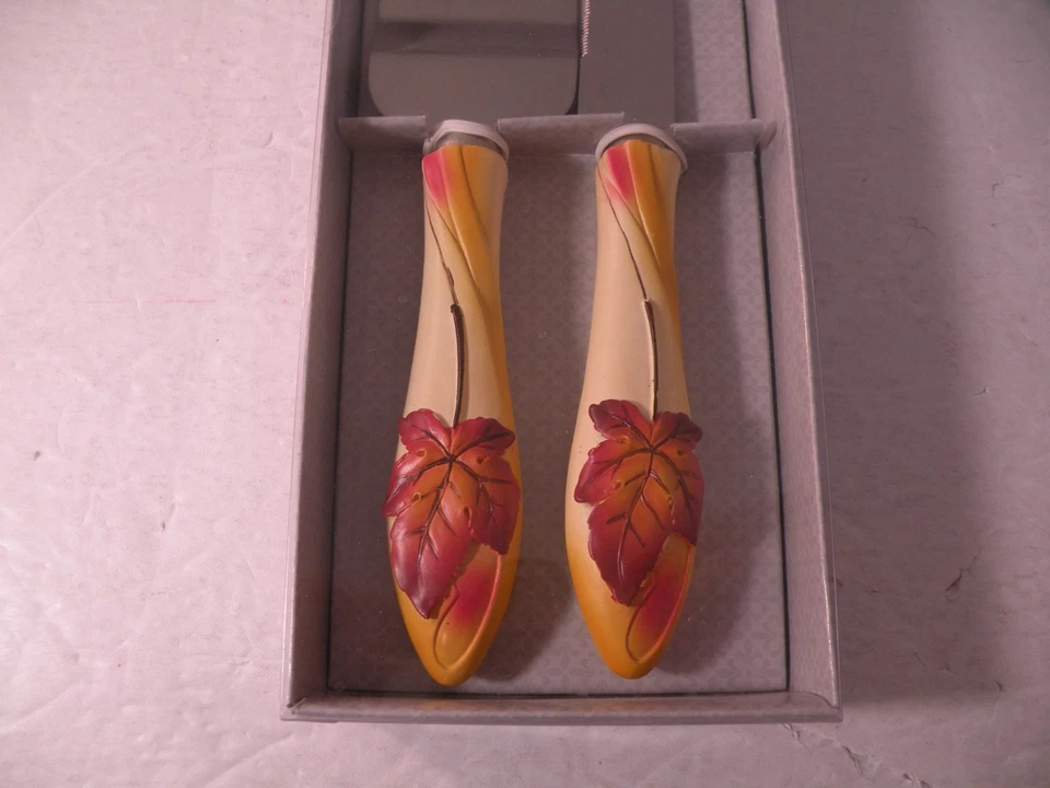 Juego de cuchillos para servir boda simplemente hojas de otoño naranja otoño hortense B. Hewitt Foto 3 de 3