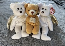TY Beanie Babies Halo Bear Set 2 Halo  Hope Prayer Bear Angel Plush w/ Tags