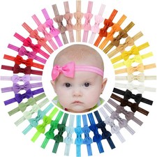 WillingTee 40 Colors Baby Girls Headbands Tiny Bows 2.75" Grosgrain Ribbon...