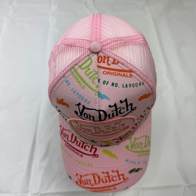 Von Dutch Pink All Over Print Trucker Hat Mesh Snapback Y2K  display picture 3