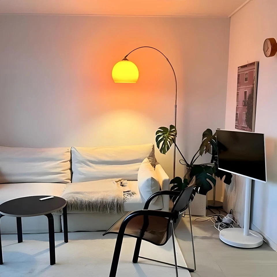 - Nordic Simple Floor Lamp with Orange Acrylic Shade, Arc Reading Lamp for Li... - Image 4 of 4